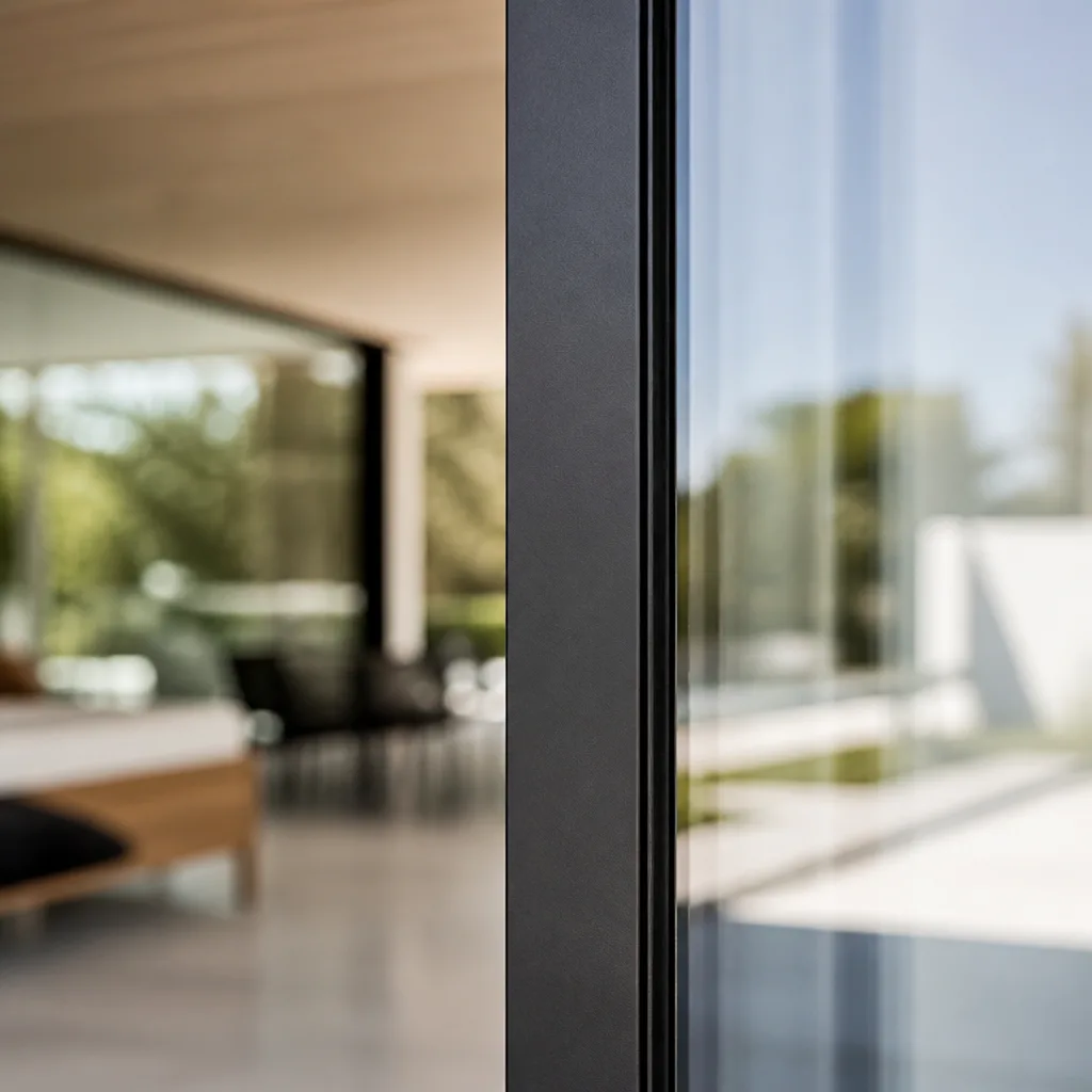 Close-up of a modern window frame for professional glass repair services